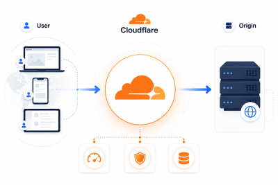 نحوه قرار گرفتن Cloudflare بین کاربر و سرور اصلی